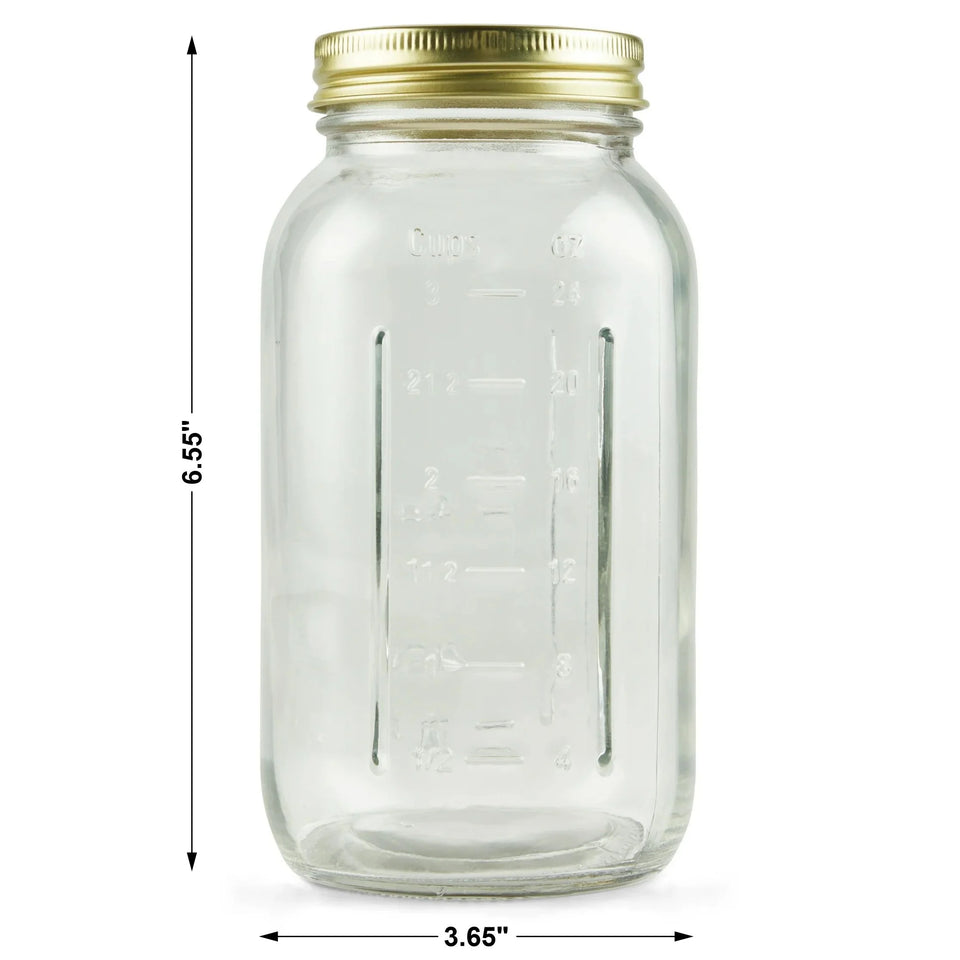 Large 32 Oz Mason Jars 12Pk, Regular Mouth Quart Canning Jars and Lids, Bulk Glass Jars for Canning Whole Fruits, Jarring Tomatoes, Pantry Organization, Home Décor