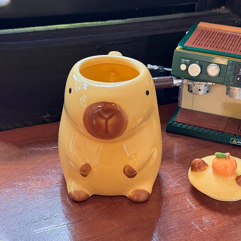 Mug Girl Drinking Bottle Cup With Lid Niche Design Coffee Cup