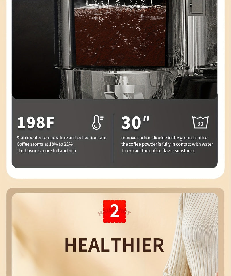 LCD Display, Automatic Drip Coffee Machine With Grind, HAUSWIRT Coffee Maker With Grinder, Grind And Brew Coffee Maker, Compatible For Bean Ground Coffee And Tea