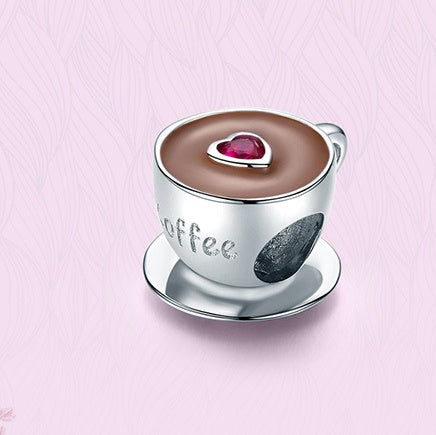 S925 coffee cup beaded
