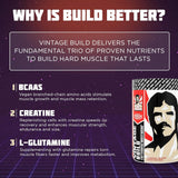 Vintage Build – Post Workout Recovery & Muscle Building Powder Drink for Muscular Strength & Growth - Reduces Soreness – Creatine Monohydrate, Bcaas, L-Glutamine – Fresh Berries Flavor – 377G
