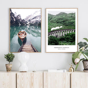 AliExpress hot sale Nordic landscape combination hanging painting ins style boat lake restaurant bedroom living room canvas painting