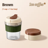 500ML Iced Brew Coffee Cup With Ice Cube Tray Leak Proof Versatile Iced Coffee Bottle For Home Office Travel Camping Tools