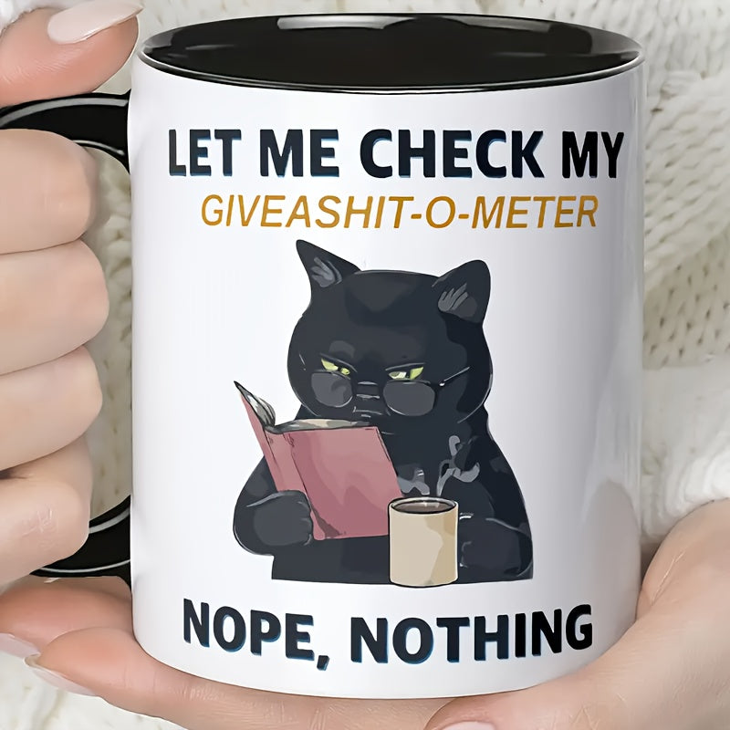 1pc, Black Cat Coffee Mug, Ceramic Coffee Cups, Cute Inspirational Quotes Water Cups, Summer Winter Drinkware, Gifts