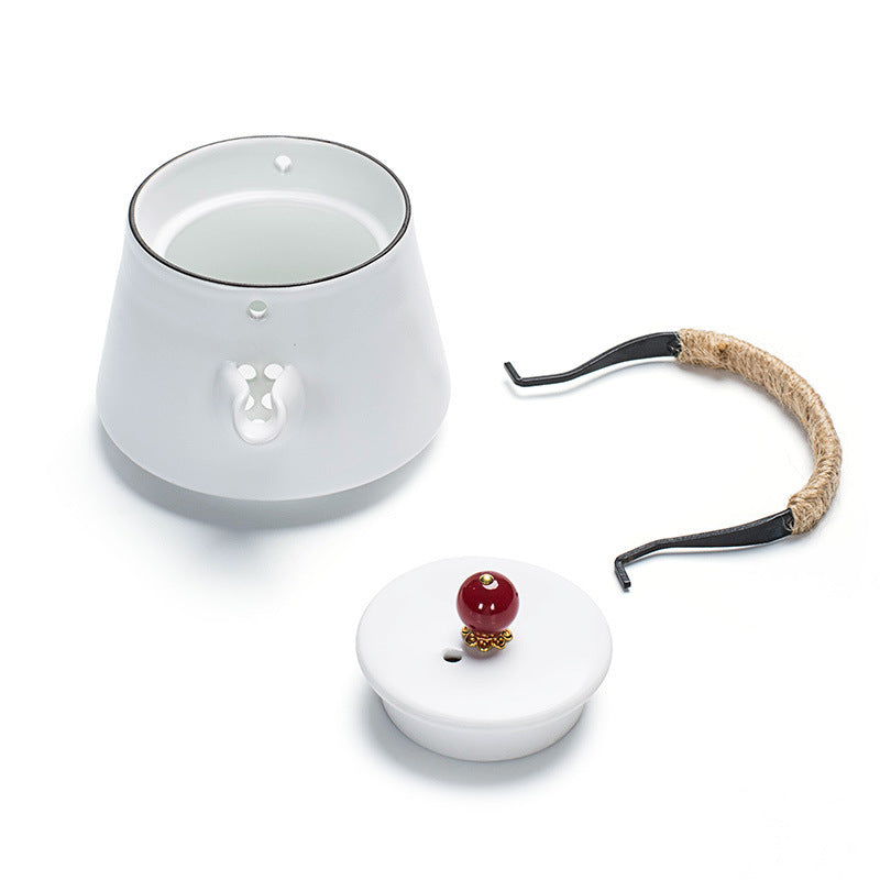 Black And White Ceramic Girder Travel Pot Of Contracted Tea Kettle Household Single Pot Of Tea
