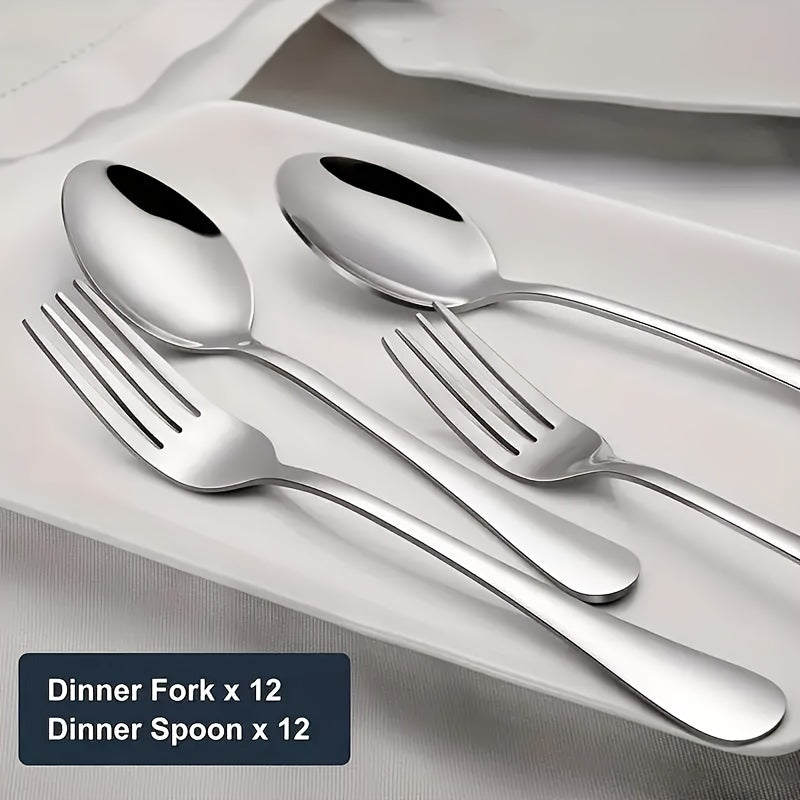 Set of Forks and Spoons - Stainless Steel - Dishwasher Safe - Suitable for Kitchen & Restaurant Use - Perfect for Everyday Dining & Gifting