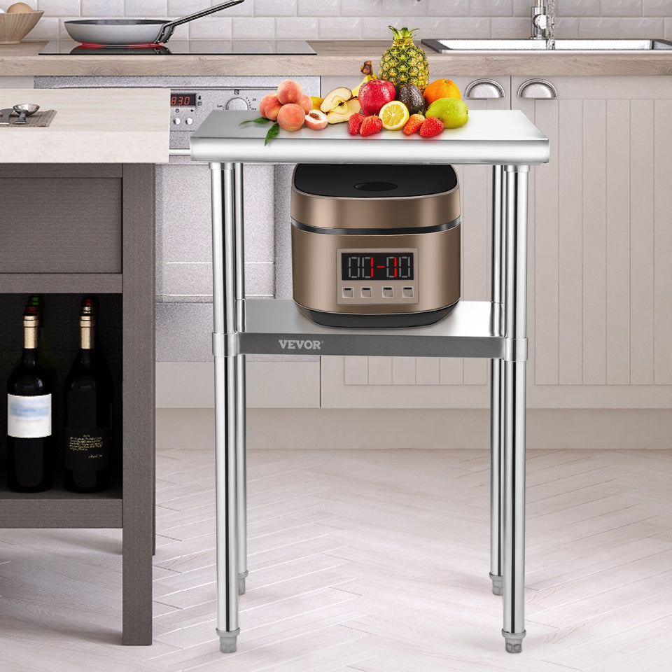 Stainless Steel Prep Table, 24 X 18 X 36 Inch, 600lbs Load Capacity Heavy Duty Metal Worktable With Adjustable Undershelf & Feet, Commercial Workstation For Kitchen Restaurant GarageBackyard