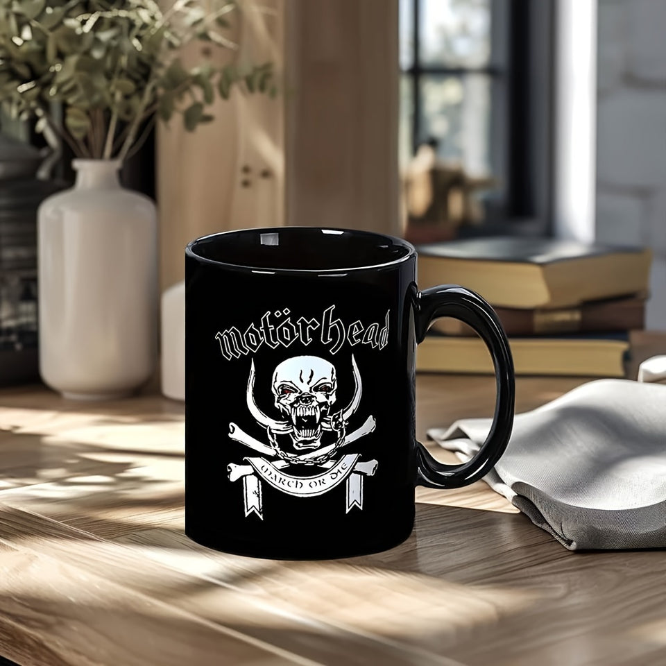1pc British Motohead Classic MOTORHEAD Ceramic Coffee Cup, Creative And Novel Mug Gift, Holiday Gift, Summer Cold Drink Cup, Birthday Gift For Family, Friends, Colleagues And Classmates Black 11oz, Cup For Restaurant