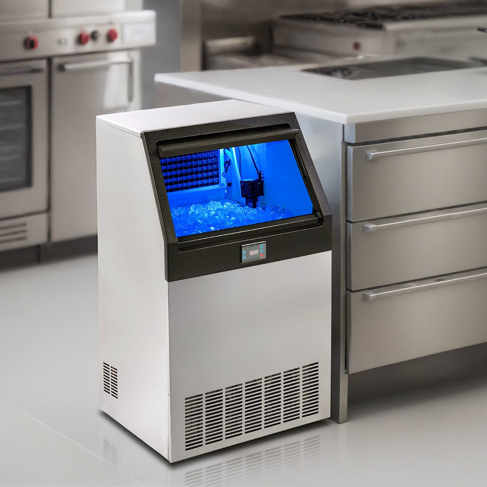 VEVOR Commercial Ice Maker, 265lbs 24H, Ice Maker Machine, 126 Ice Cubes In 12-15 Minutes, Freestanding Cabinet Ice Maker With 88lbs Storage Capacity LED Digital Display, For Home Office Restaurant