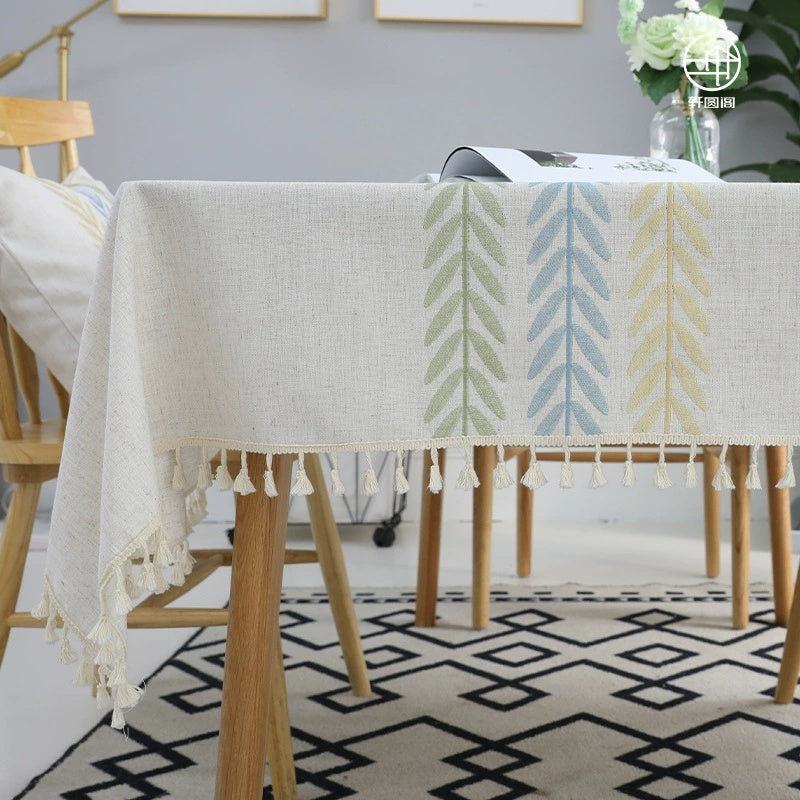 Cotton Linen Rectangular Tablecloth With Tassel Square Table Cloth  Dust-Proof Table Cover For Room Decor Restaurant Kitchen Dinning Room Table Cover