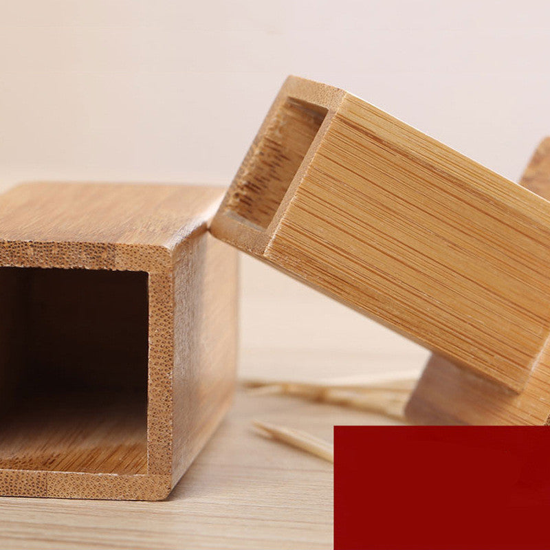 Bamboo Wood Toothpick Box Custom Wholesale Coffee Restaurant Hotel Toothpick Jar