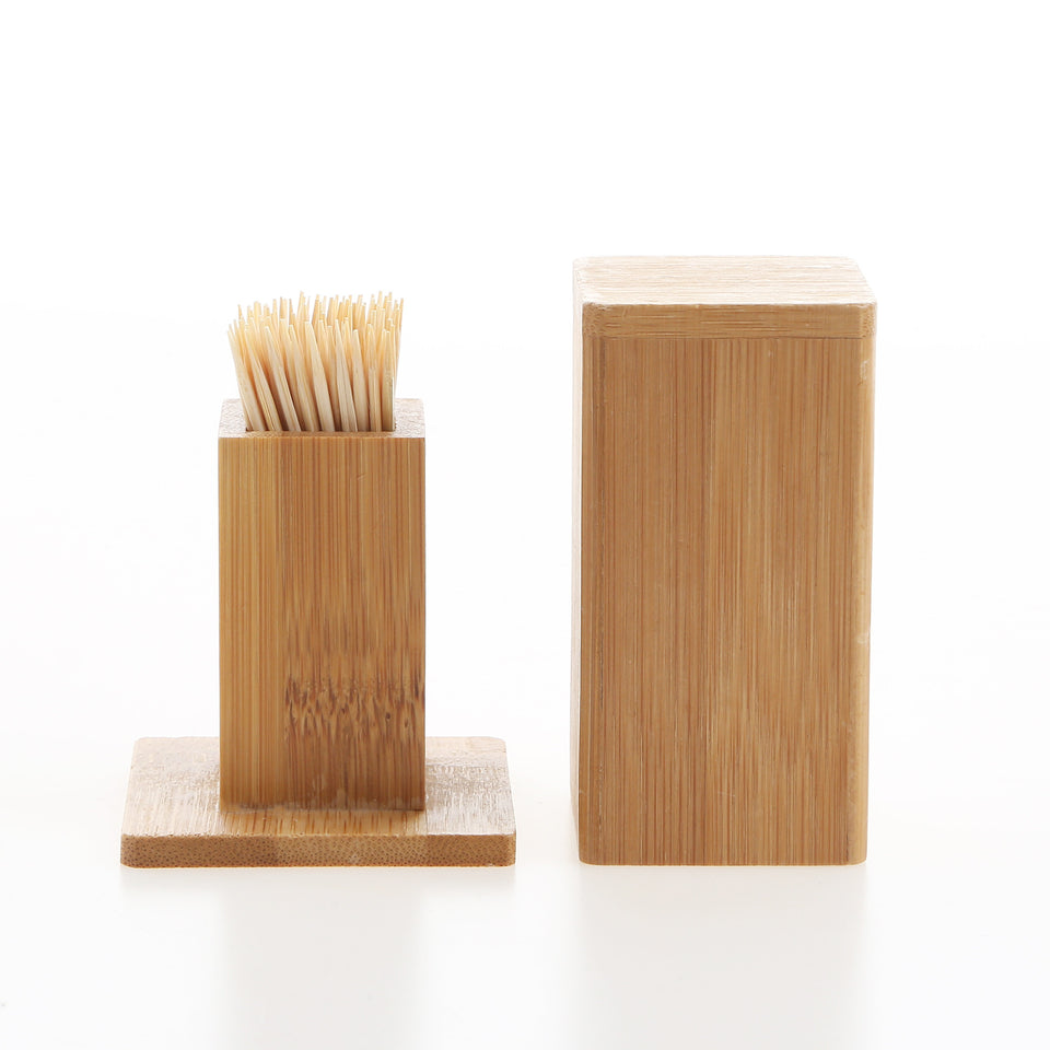 Bamboo Wood Toothpick Box Custom Wholesale Coffee Restaurant Hotel Toothpick Jar