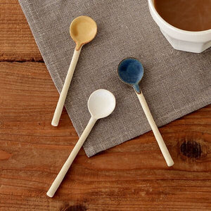 Colored Stoneware Coffee Stirring Spoon Dessert Ice Cream Flavored Yogurt Spoon