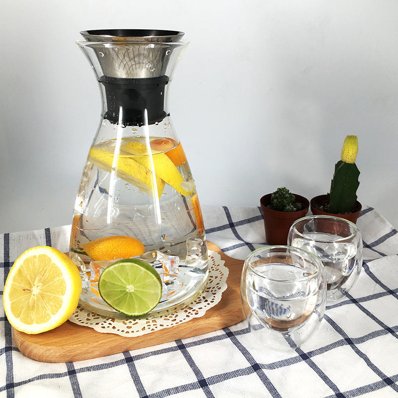New Large Capacity Glass Pot Heat Resistant Glass Coffee Pot Stainless Steel Filter Tea Kettle