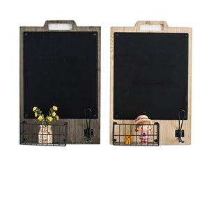Simple Rustic Nordic Style Restaurant Wall Decoration Message Blackboard Storage Basket Wall Hanging