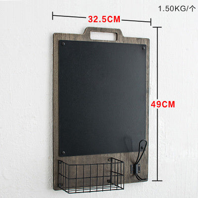 Simple Rustic Nordic Style Restaurant Wall Decoration Message Blackboard Storage Basket Wall Hanging