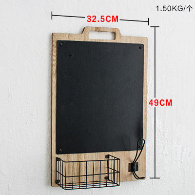 Simple Rustic Nordic Style Restaurant Wall Decoration Message Blackboard Storage Basket Wall Hanging