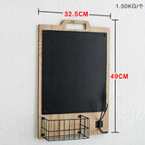 Simple Rustic Nordic Style Restaurant Wall Decoration Message Blackboard Storage Basket Wall Hanging