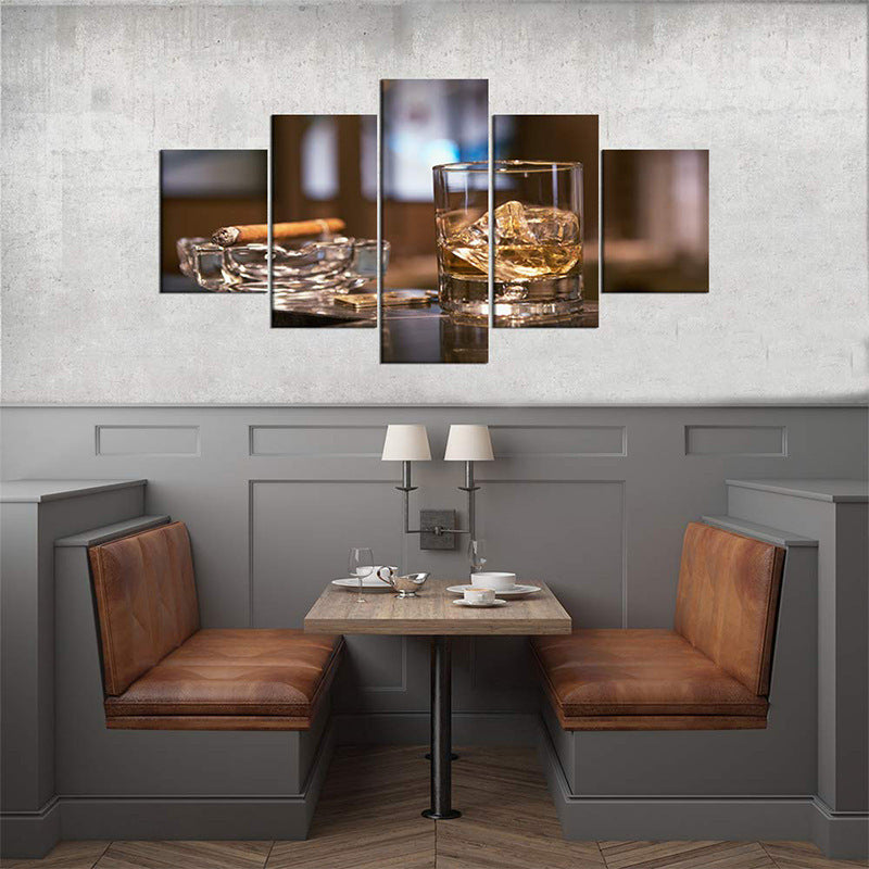 Large Home Decoration Painting Brown Wine Whiskey Glass Kitchen Restaurant Mural