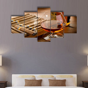 Large Home Decoration Painting Brown Wine Whiskey Glass Kitchen Restaurant Mural