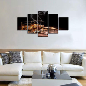 Large Home Decoration Painting Brown Wine Whiskey Glass Kitchen Restaurant Mural