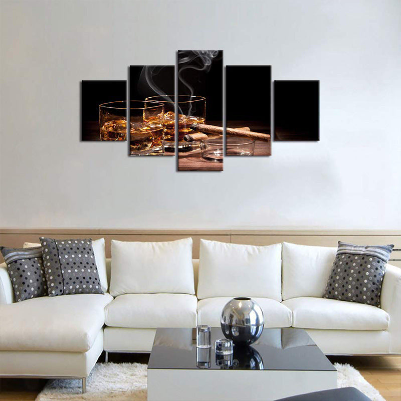 Large Home Decoration Painting Brown Wine Whiskey Glass Kitchen Restaurant Mural