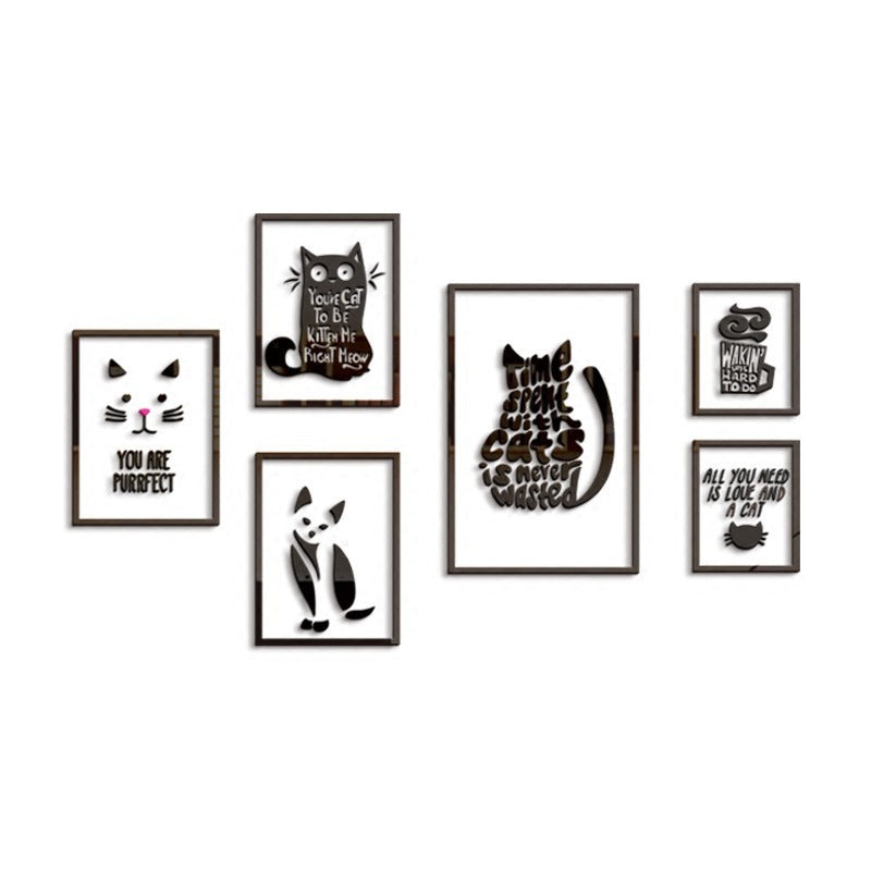 Kitten Photo Frame 3D Three-dimensional Clothing Milk Tea Shop Customer