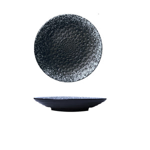 Round Creative Flat Plate Large Size 10 Inch Japanese Simple Dish Plate Japanese Restaurant Ceramic Plate Shallow Plate Rice Plate