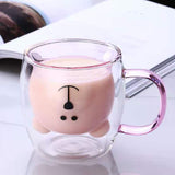 Glass Double Cup Cute Cartoon Bear-Shaped Home Coffee Cup