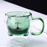 Glass Double Cup Cute Cartoon Bear-Shaped Home Coffee Cup