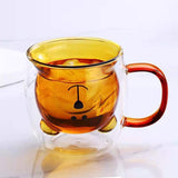 Glass Double Cup Cute Cartoon Bear-Shaped Home Coffee Cup