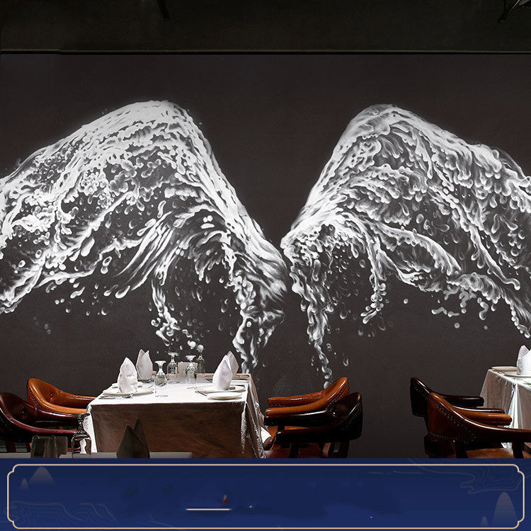 Milk Tea Shop 3D Three-Dimensional Starry Sky Angel Wings Wallpaper Mural Restaurant Internet Cafe Bar Ktv Background Wallpaper Dream