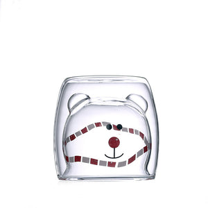 Double Layer Heat-Resistant Glass Cup Bear Cup Cartoon Creative Coffee Cup Juice Milk Cup Home
