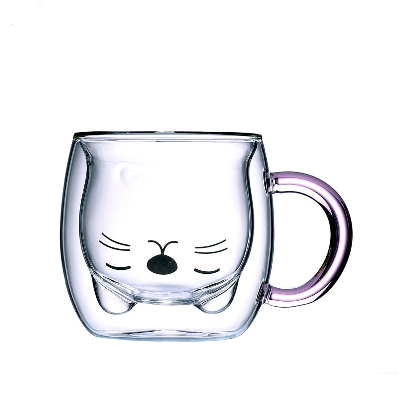 Double Layer Heat-Resistant Glass Cup Bear Cup Cartoon Creative Coffee Cup Juice Milk Cup Home
