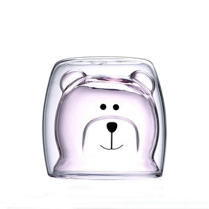 Double Layer Heat-Resistant Glass Cup Bear Cup Cartoon Creative Coffee Cup Juice Milk Cup Home