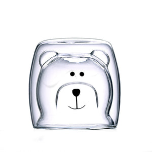 Double Layer Heat-Resistant Glass Cup Bear Cup Cartoon Creative Coffee Cup Juice Milk Cup Home