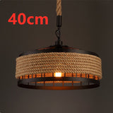 American Country Hemp Rope Restaurant Chandelier Personality Nordic Clothing Store Milk Tea Shop Round Wrought Iron LED Creative Chandelier