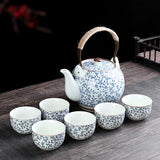 Retro Ceramic Large-Capacity Lifting Beam Teapot Kung Fu Tea Cup Set Household Restaurant High Temperature Water Ware Tray