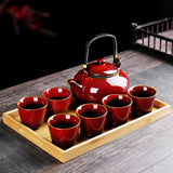 Retro Ceramic Large-Capacity Lifting Beam Teapot Kung Fu Tea Cup Set Household Restaurant High Temperature Water Ware Tray