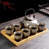 Retro Ceramic Large-Capacity Lifting Beam Teapot Kung Fu Tea Cup Set Household Restaurant High Temperature Water Ware Tray