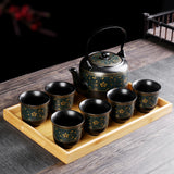 Retro Ceramic Large-Capacity Lifting Beam Teapot Kung Fu Tea Cup Set Household Restaurant High Temperature Water Ware Tray