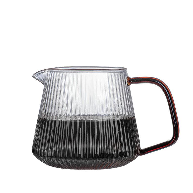 Transparent Glass Vertical Pattern Coffee Pot