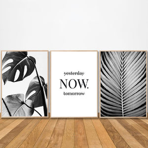 Nordic Sofa Background Wall Frameless Hanging Painting Restaurant Mural Modern Minimalist Black And White Plant Living Room Decoration Painting Core