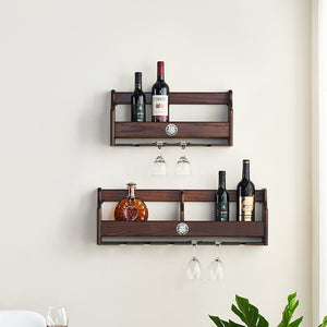 Restaurant Creative Wall-Mounted Solid Wood Wine Racks, Wall-Mounted Wine Cabinets