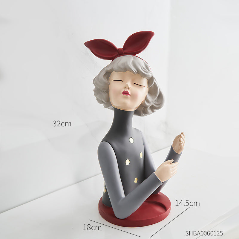 Bowknot Girl Cup Wine Rack Decoration Restaurant Wine Cabinet Decoration Soft Decoration