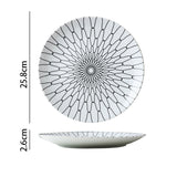 Western-Style Black And White Line Pasta Steak Plate Western Restaurant Plate