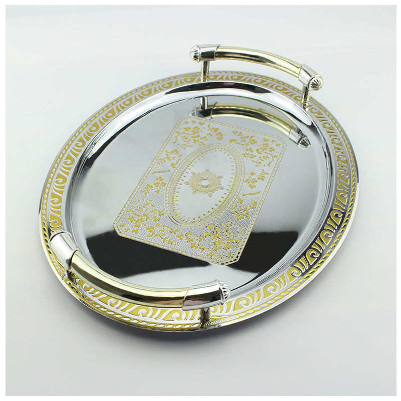 Stainless Steel Oval Golden European Style Hotel Pastry House Restaurant Small Tray