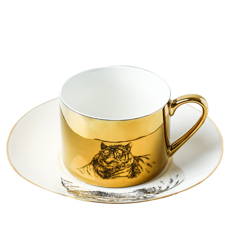 Luxury Ins Nordic Reflection Animal Mirror Ceramic Cup And Saucer Creative Simple Afternoon Tea Home Coffee Mug