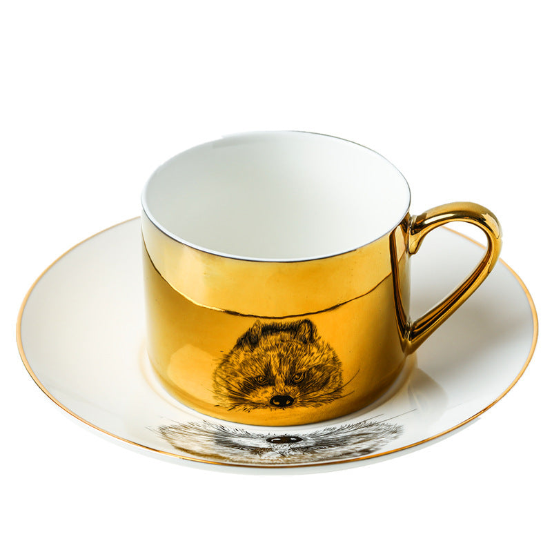 Luxury Ins Nordic Reflection Animal Mirror Ceramic Cup And Saucer Creative Simple Afternoon Tea Home Coffee Mug