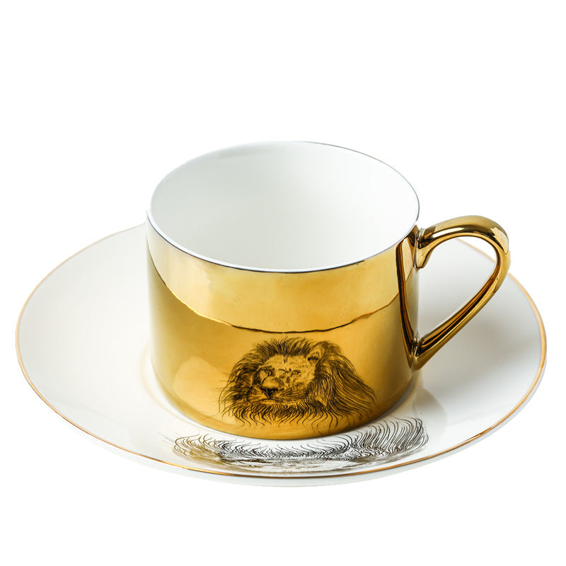 Luxury Ins Nordic Reflection Animal Mirror Ceramic Cup And Saucer Creative Simple Afternoon Tea Home Coffee Mug